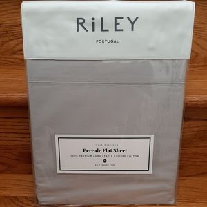 RILEY Cotton Percale KING Flat Sheet Light Grey